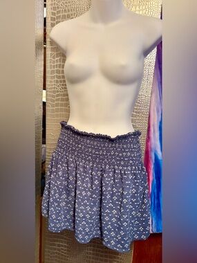 Ardene Blue Printed Smocked Waist Mini Skirt